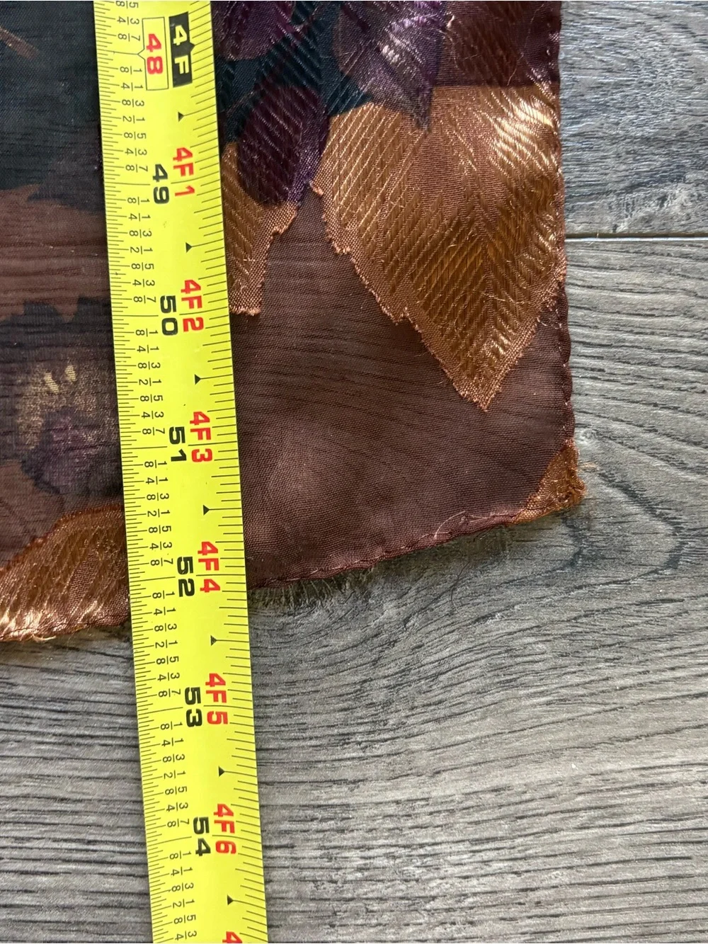 Liz Claiborne Black Sheer Floral Scarf with Bronze and Purple Accents